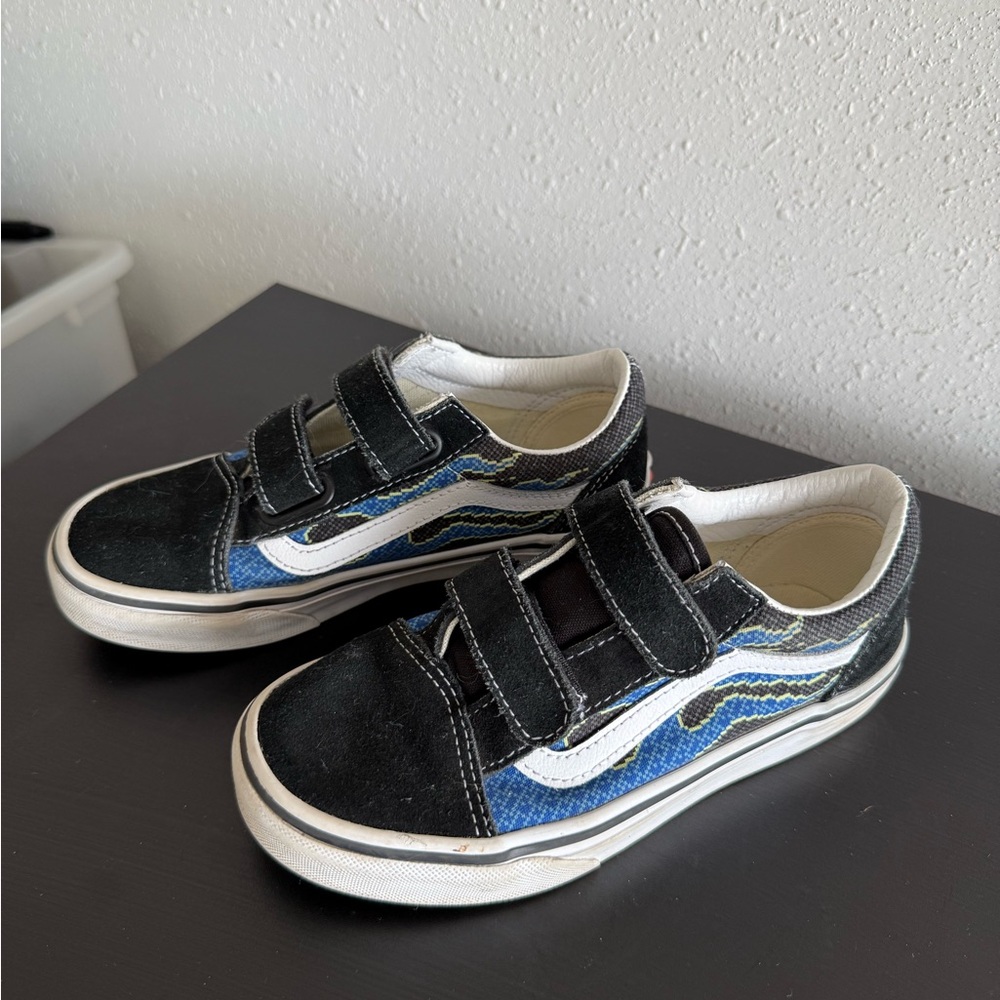 Vans Kids Black and Blue Velcro Sneakers